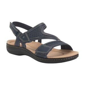 CLARKS Navy Leather Laurieann Faye Comfort Sandals